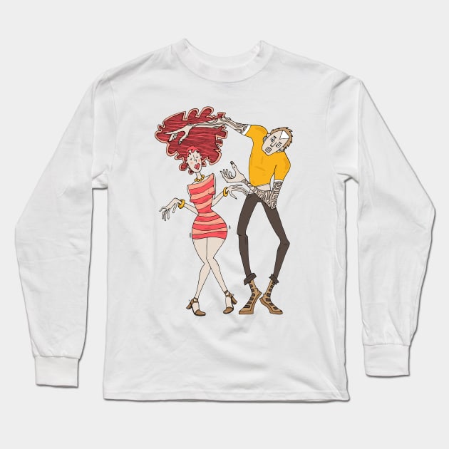 Girl and boy dancing Long Sleeve T-Shirt by adrianserghie